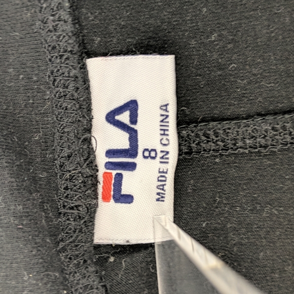 Fila Womens Tights Size 8 Black White Logo Full Length Gym Running Athletic Wear - Picture 8 of 9